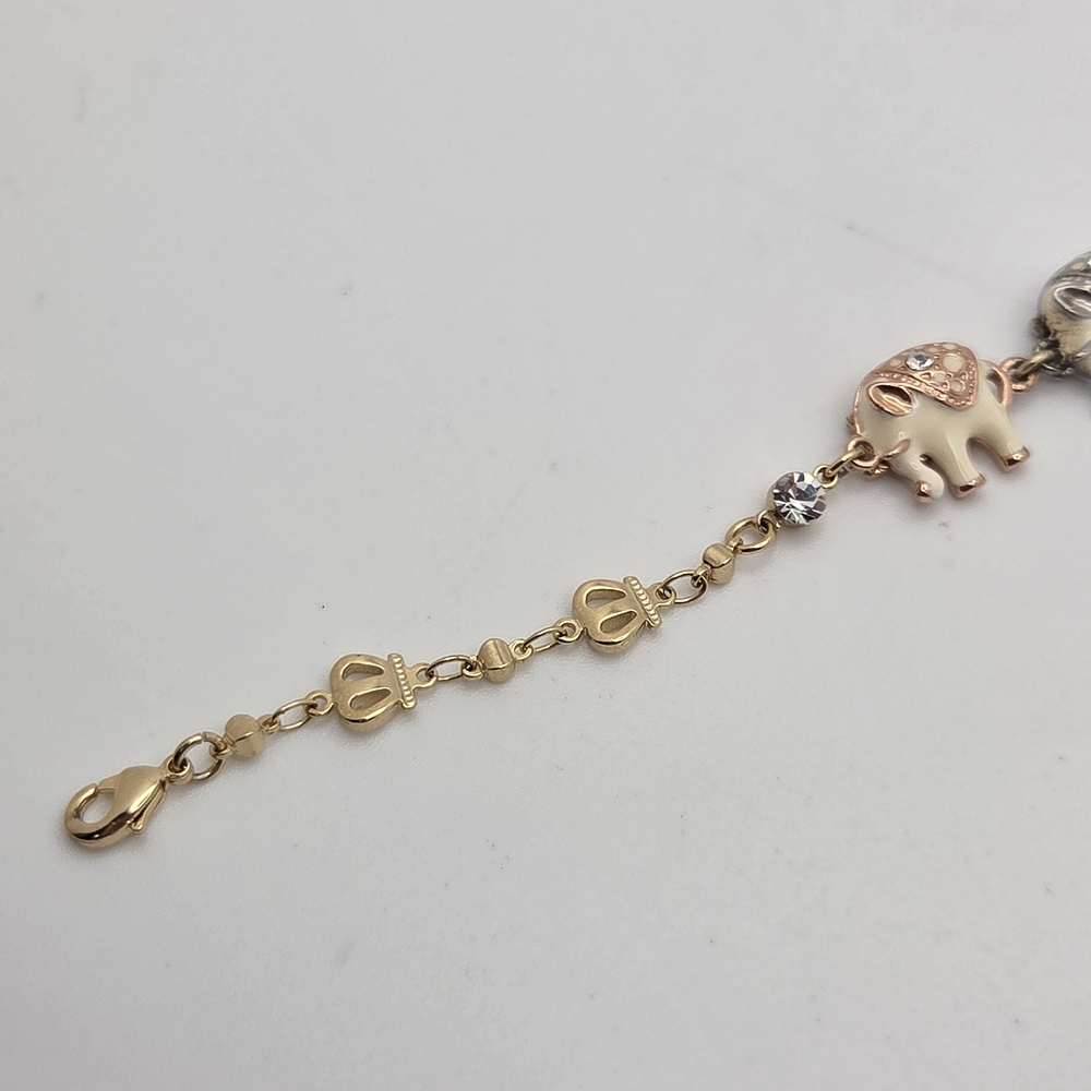 Charming Elephant Bracelet in Gold and Cream - Picture 5 of 8